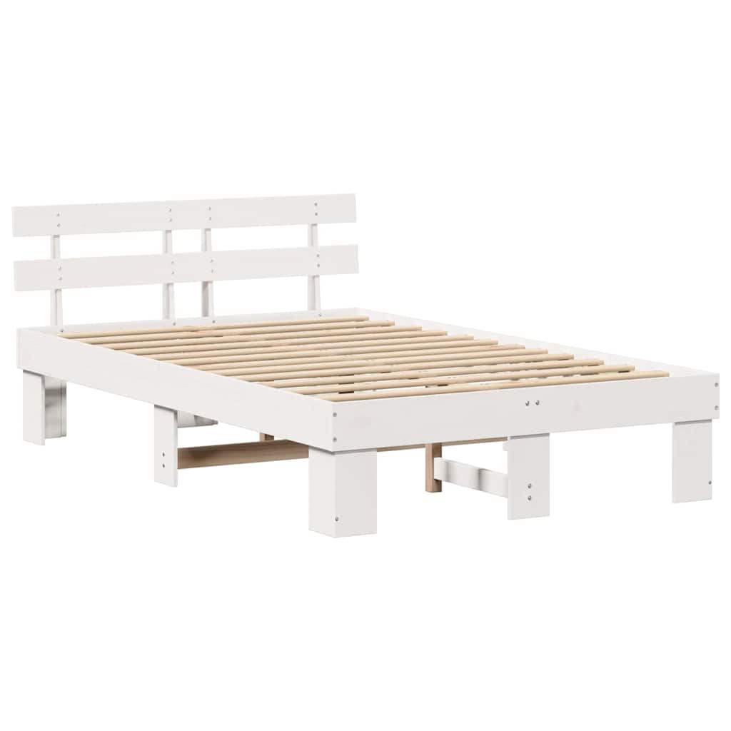 Bed Frame with Headboard White 140 x 190 cm